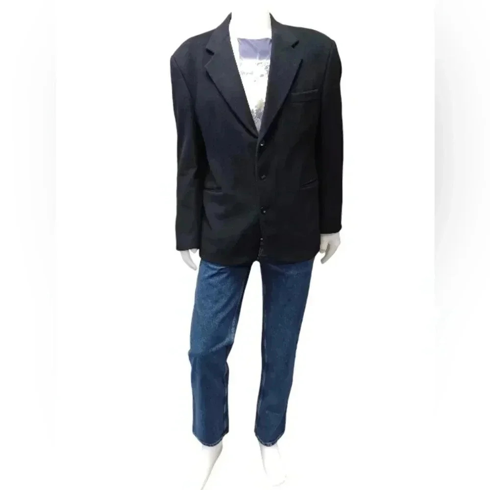 Boulevard Club Cashmere And Wool Blend Black Blazer Size R44